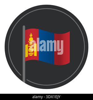 Abstract Mongolia Flag Flat Icon In Circle Isolated On White Background, vector editable design, can be used for business or presentation design. Stock Vector