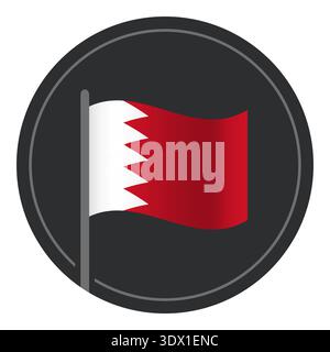 Abstract Bahrain Flag Flat Icon In Circle Isolated On White Background, vector editable design, can be used for business or presentation design. Stock Vector