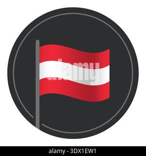 Abstract Austria Flag Flat Icon In Circle Isolated On White Background, vector editable design, can be used for business or presentation design. Stock Vector