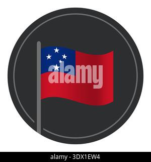 Abstract Samoa Flag Flat Icon In Circle Isolated On White Background, vector editable design, can be used for business or presentation design. Stock Vector