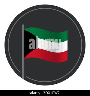 Abstract Kuwait Flag Flat Icon In Circle Isolated On White Background, vector editable design, can be used for business or presentation design. Stock Vector