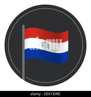 Abstract Paraguay Flag Flat Icon In Circle Isolated On White Background, vector editable design, can be used for business or presentation design. Stock Vector
