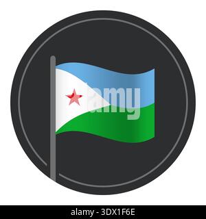 Abstract Djibouti Flag Flat Icon In Circle Isolated On White Background, vector editable design, can be used for business or presentation design. Stock Vector