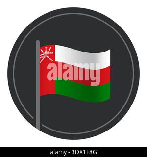 Abstract Oman Flag Flat Icon In Circle Isolated On White Background, vector editable design, can be used for business or presentation design. Stock Vector