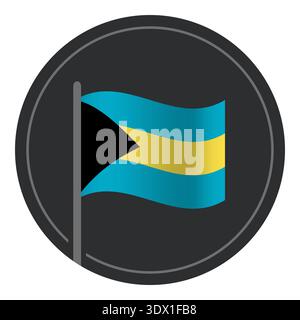Abstract Bahamas Flag Flat Icon In Circle Isolated On White Background, vector editable design, can be used for business or presentation design. Stock Vector