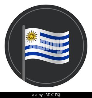 Abstract Uruguay Flag Flat Icon In Circle Isolated On White Background, vector editable design, can be used for business or presentation design. Stock Vector