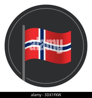 Abstract Norway Flag Flat Icon In Circle Isolated On White Background, vector editable design, can be used for business or presentation design. Stock Vector