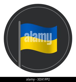 Abstract Ukraine Flag Flat Icon In Circle Isolated On White Background, vector editable design, can be used for business or presentation design. Stock Vector
