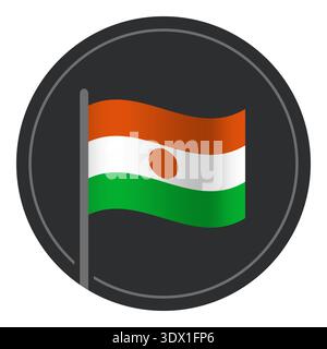 Abstract Niger Flag Flat Icon In Circle Isolated On White Background, vector editable design, can be used for business or presentation design. Stock Vector