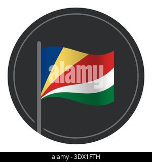 Abstract Seychelles Flag Flat Icon In Circle Isolated On White Background, vector editable design, can be used for business or presentation design. Stock Vector