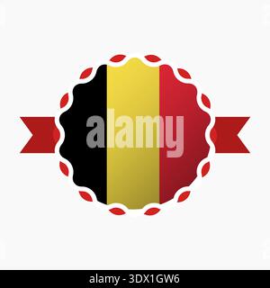 Creative Belgium Flag Emblem Badge, vector editable design, can be used for business or presentation design. Stock Vector