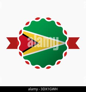 Creative Guyana Flag Emblem Badge, vector editable design, can be used for business or presentation design. Stock Vector