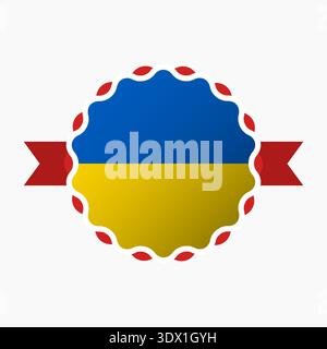 Creative Ukraine Flag Emblem Badge, vector editable design, can be used for business or presentation design. Stock Vector