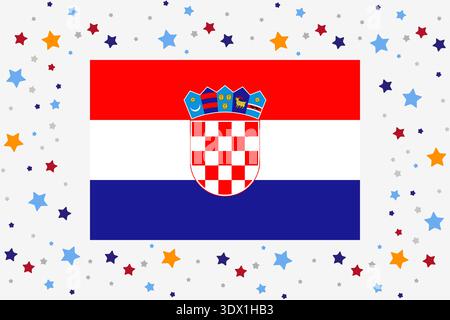 Croatia Flag Independence Day Celebration With Stars, vector editable design, can be used for business or presentation design. Stock Vector
