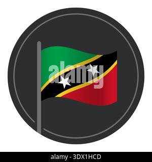 Abstract Saint Kitts And Nevis Flag Flat Icon In Circle Isolated On White Background, vector editable design, can be used for business or presentation Stock Vector
