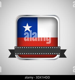 Vector Round Banner With Chile Flag, vector editable design, can be used for business or presentation design. Stock Vector