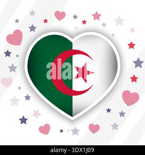 Creative Algeria Flag Heart Icon, vector editable design, can be used for business or presentation design. Stock Vector