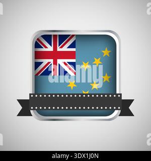 Vector Round Banner With Tuvalu Flag, vector editable design, can be used for business or presentation design. Stock Vector