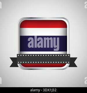 Vector Round Banner With Thailand Flag, vector editable design, can be used for business or presentation design. Stock Vector