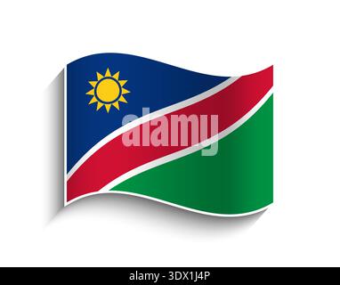 Vector Namibia Waving Flag Icon, vector editable design, can be used for business or presentation design. Stock Vector