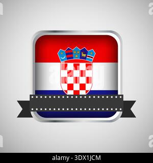 Vector Round Banner With Croatia Flag, vector editable design, can be used for business or presentation design. Stock Vector