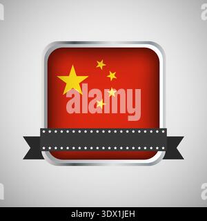 Vector Round Banner With China Flag, vector editable design, can be used for business or presentation design. Stock Vector