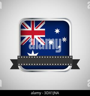 Vector Round Banner With Australia Flag, vector editable design, can be used for business or presentation design. Stock Vector