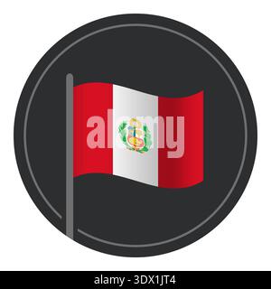 Abstract Peru Flag Flat Icon In Circle Isolated On White Background, vector editable design, can be used for business or presentation design. Stock Vector
