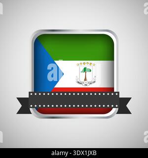 Vector Round Banner With Equatorial Guinea Flag, vector editable design, can be used for business or presentation design. Stock Vector