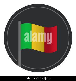 Abstract Mali Flag Flat Icon In Circle Isolated On White Background, vector editable design, can be used for business or presentation design. Stock Vector