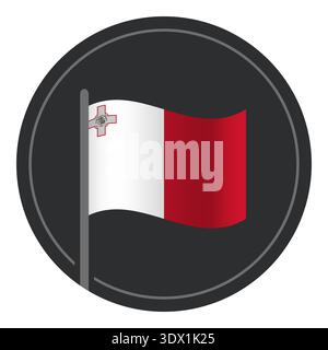 Abstract Malta Flag Flat Icon In Circle Isolated On White Background, vector editable design, can be used for business or presentation design. Stock Vector