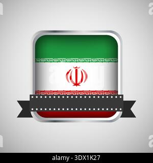 Vector Round Banner With Iran Flag, vector editable design, can be used for business or presentation design. Stock Vector