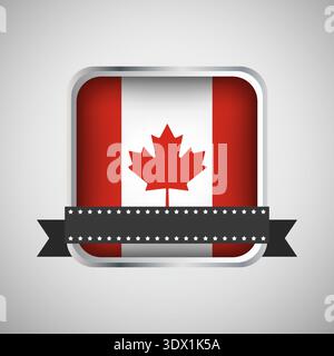 Vector Round Banner With Canada Flag, vector editable design, can be used for business or presentation design. Stock Vector