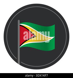 Abstract Guyana Flag Flat Icon In Circle Isolated On White Background, vector editable design, can be used for business or presentation design. Stock Vector