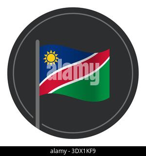 Abstract Namibia Flag Flat Icon In Circle Isolated On White Background, vector editable design, can be used for business or presentation design. Stock Vector