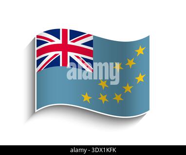 Vector Tuvalu Waving Flag Icon, vector editable design, can be used for business or presentation design. Stock Vector