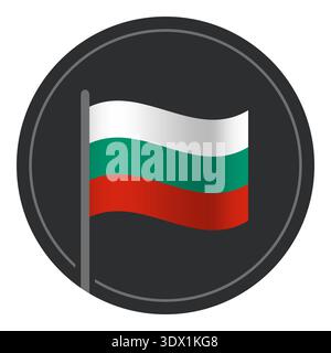 Abstract Bulgaria Flag Flat Icon In Circle Isolated On White Background, vector editable design, can be used for business or presentation design. Stock Vector