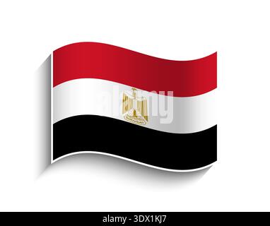 Vector Egypt Waving Flag Icon, vector editable design, can be used for business or presentation design. Stock Vector