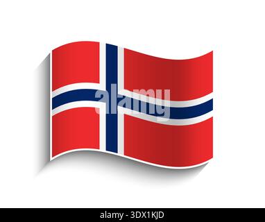 Vector Norway Waving Flag Icon, vector editable design, can be used for business or presentation design. Stock Vector