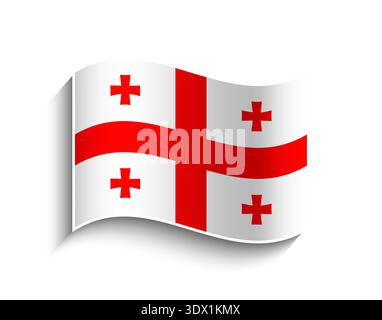 Vector Georgia Waving Flag Icon, vector editable design, can be used for business or presentation design. Stock Vector