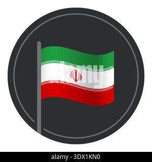 Abstract Iran Flag Flat Icon In Circle Isolated On White Background, vector editable design, can be used for business or presentation design. Stock Vector