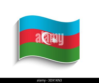 Vector Azerbaijan Waving Flag Icon, vector editable design, can be used for business or presentation design. Stock Vector