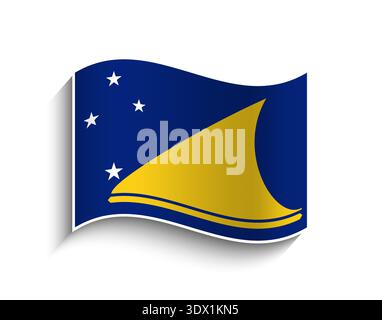 Vector Tokelau Waving Flag Icon, vector editable design, can be used for business or presentation design. Stock Vector