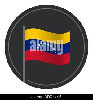 Abstract Venezuela Flag Flat Icon In Circle Isolated On White Background, vector editable design, can be used for business or presentation design. Stock Vector