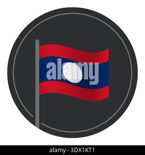 Abstract Laos Flag Flat Icon In Circle Isolated On White Background, vector editable design, can be used for business or presentation design. Stock Vector