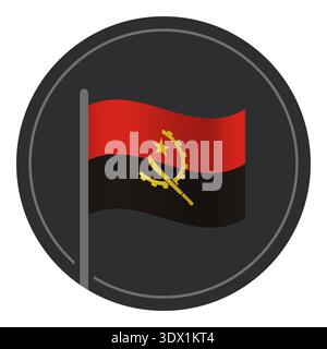 Abstract Angola Flag Flat Icon In Circle Isolated On White Background, vector editable design, can be used for business or presentation design. Stock Vector