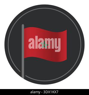 Abstract Morocco Flag Flat Icon In Circle Isolated On White Background, vector editable design, can be used for business or presentation design. Stock Vector