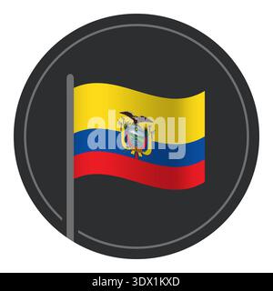 Abstract Ecuador Flag Flat Icon In Circle Isolated On White Background, vector editable design, can be used for business or presentation design. Stock Vector