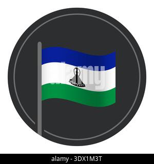 Abstract Lesotho Flag Flat Icon In Circle Isolated On White Background, vector editable design, can be used for business or presentation design. Stock Vector