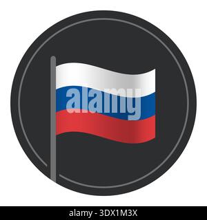 Abstract Russia Flag Flat Icon In Circle Isolated On White Background, vector editable design, can be used for business or presentation design. Stock Vector